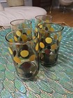 Set Of 4 Vtg Brown Yellow Polka Dot Drinking Glasses/ Tumblers/Highball Beverage — photo 1