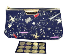 Estee Lauder Navy Blue Makeup Bag- Constellation Design with Lipstick  Stars