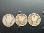 Lot of 3 - Mercury Dimes - 1924, 1925, 1927 in Good to Very Good  Condition