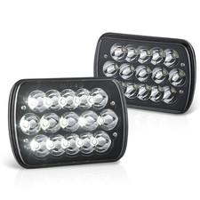 DNA MOTORING 2Pcs 7x6 LED Headlights 5x7 H6054 Hi/Low Sealed Beam Reflector Head