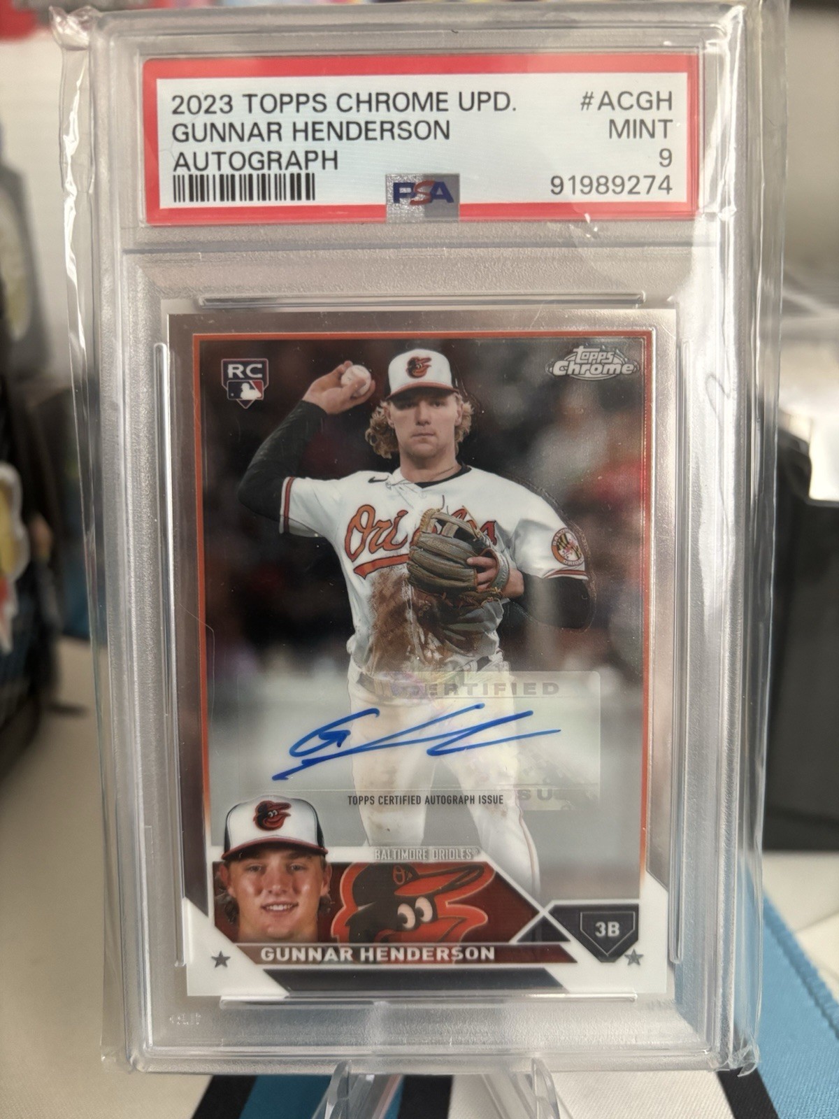 2023 Topps Chrome Update GUNNAR HENDERSON Autograph RC PSA 9! RC Auto!