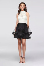 Black and white Short Formal dress size one from David’s bridal