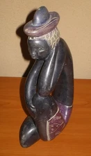 Vintage Figural Indigenous Tribe Carved Stone Figurine Statue 10 in * Fertility?