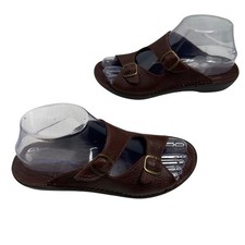 Easy Spirit Contoured Comfort Brown Leather Slip on Buckle Sandals Woman's 7