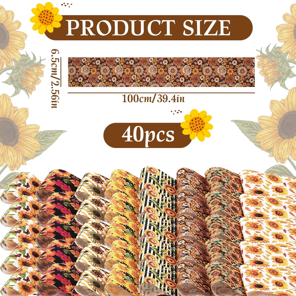 40x Tiras de tela con rollo de gelatina de girasol | 100 % algodón acolchado retazos costura Foto 4 de 4