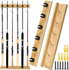Wall Mounted Fishing Rod Holder Wooden Vertical Fishing Rod Rack Fishing Pole Ho