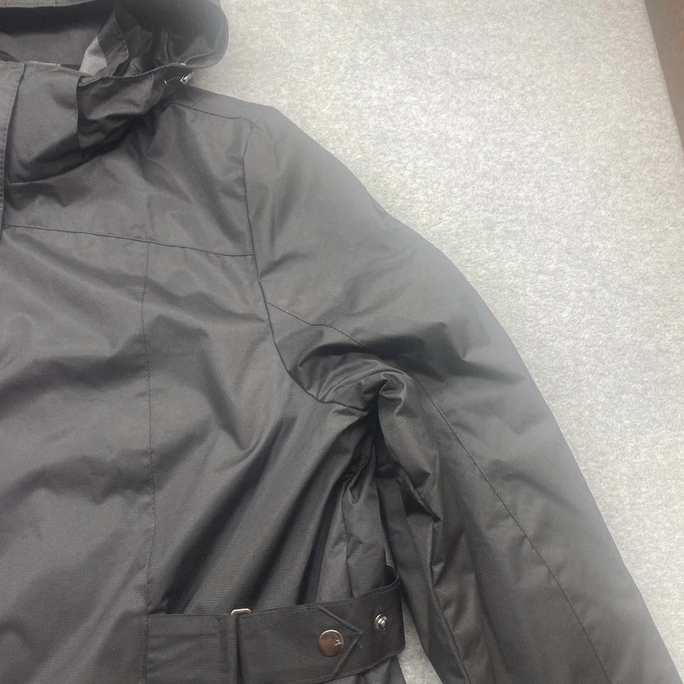 Gerry Rain Overcoat Womens 2XL Black Full Zip Belted Removable Hood Lightweight - Image 3 of 4