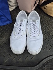 VANS White Canvas Upper Men's Athletic Sneakers Lace-Up Low Top Rubber Sole