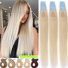 Invisible Tape In 100 Remy Human Hair Extensions Russian Skin Weft 14"-24" Long