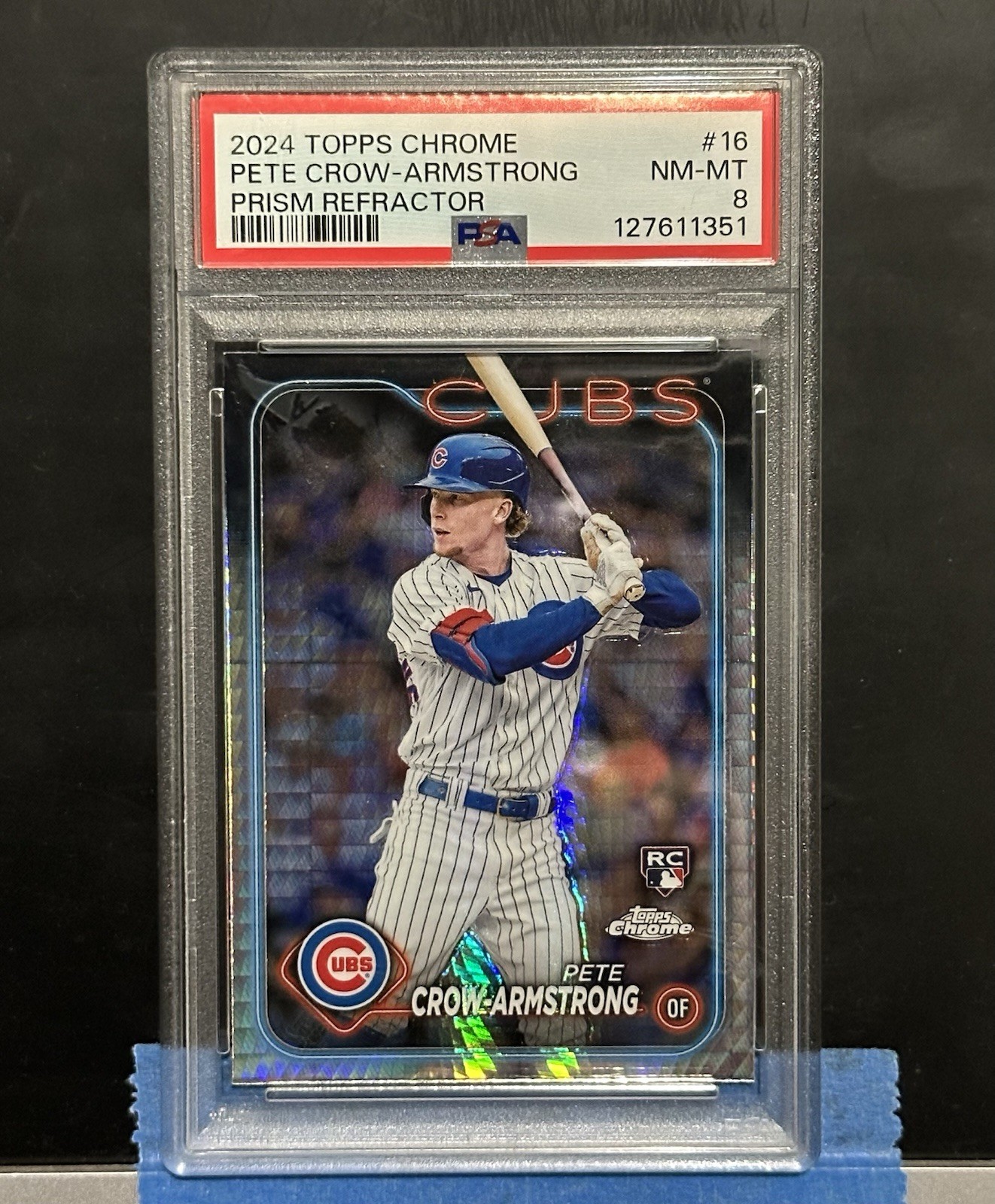 2024 Topps Chrome #16 Pete Crow-Armstrong RC Prism Refractor PSA 8 - Cubs