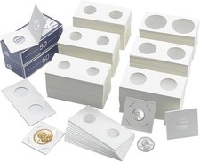 600 Pcs Coin Flips 6 Assorted Sizes 2" X 2" Cardboard Coin Holders Mylar Coin Fl