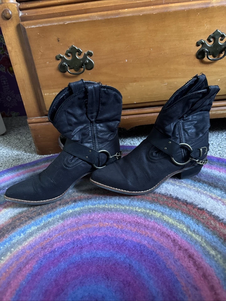 Botines negros de cuero Durango Cowboy Crush para mujer talla 8,5 DRD0120 Foto 2 de 4