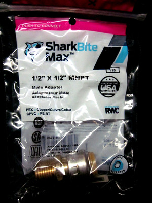 SharkBite Max Push To Connect Male Adapter 1/2'' x 1/2'' MNPT UR120A