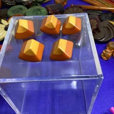 5 Matching Art Deco Two Tone Bakelite Buttons Yellow & Butterscotch