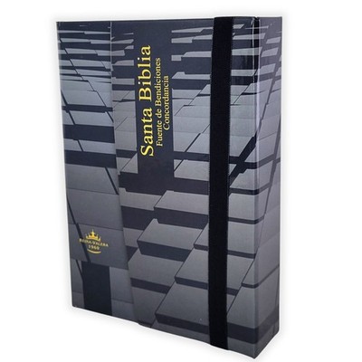 Biblia Fuente de Bendiciones Compacta RV1960 tapa dura con solapa gris y negro