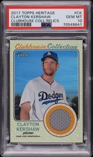 2017 TOPPS HERITAGE CLUBHOUSE COLLECTION RELICS #CK CLAYTON KERSHAW PSA 10 POP 3