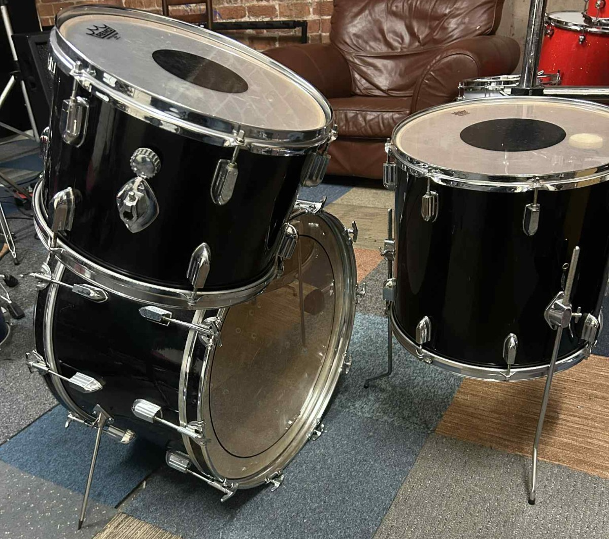 VINTAGE PEARL 22''/13''/16'' Drums Shell Pack Black Made in Japan photo 3