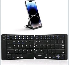 Foldable Bluetooth Keyboard Portable Slim PU Leather Cover Phone Stand for Phone