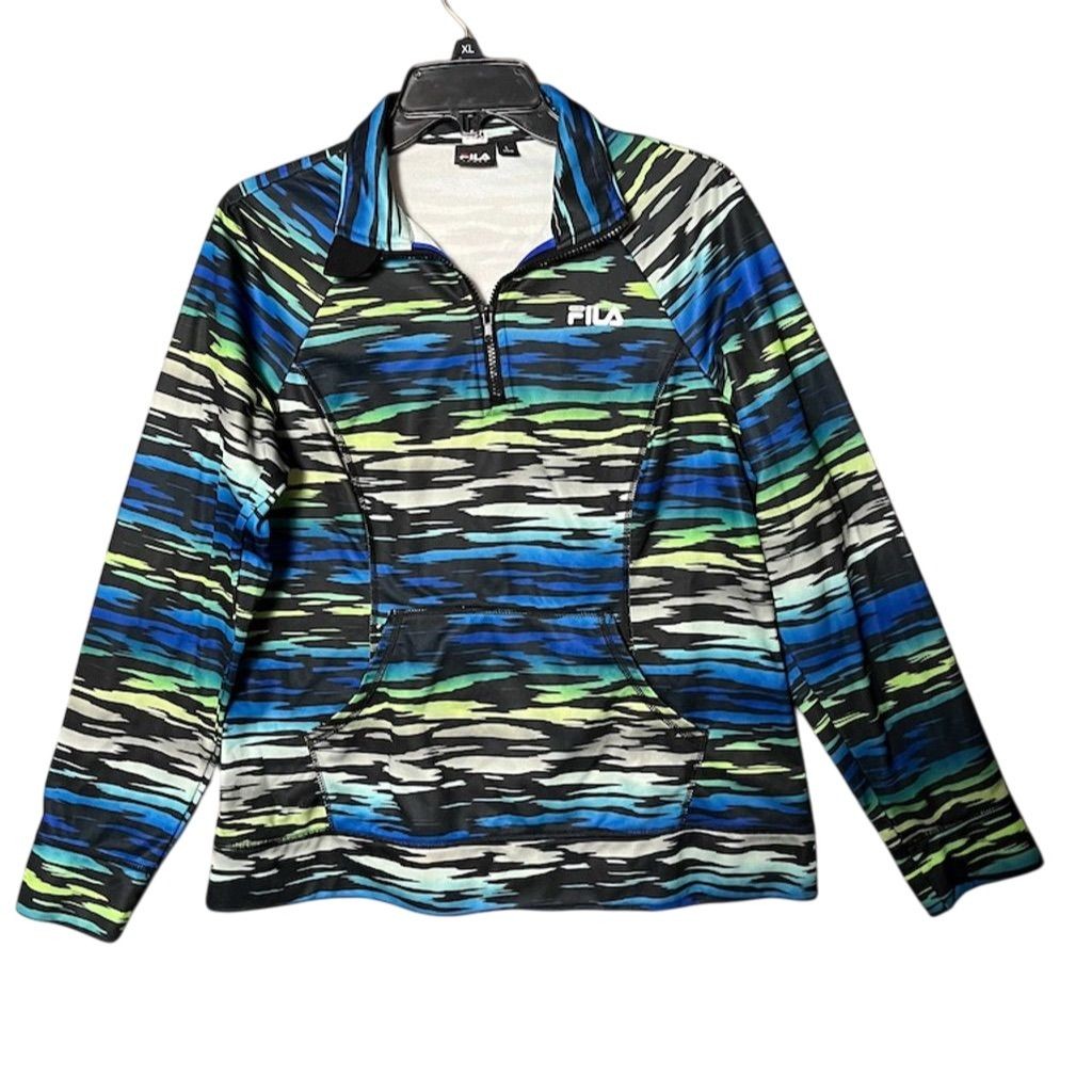Giacca donna Fila stampa zebrata pista L 1 4 zip tempo libero palestra casual Y2K