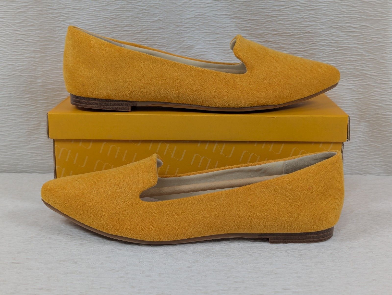 MUSSHOE Flats Shoes Women Pointed Toe Ballet Flats Mustard Yellow - Size 8-image