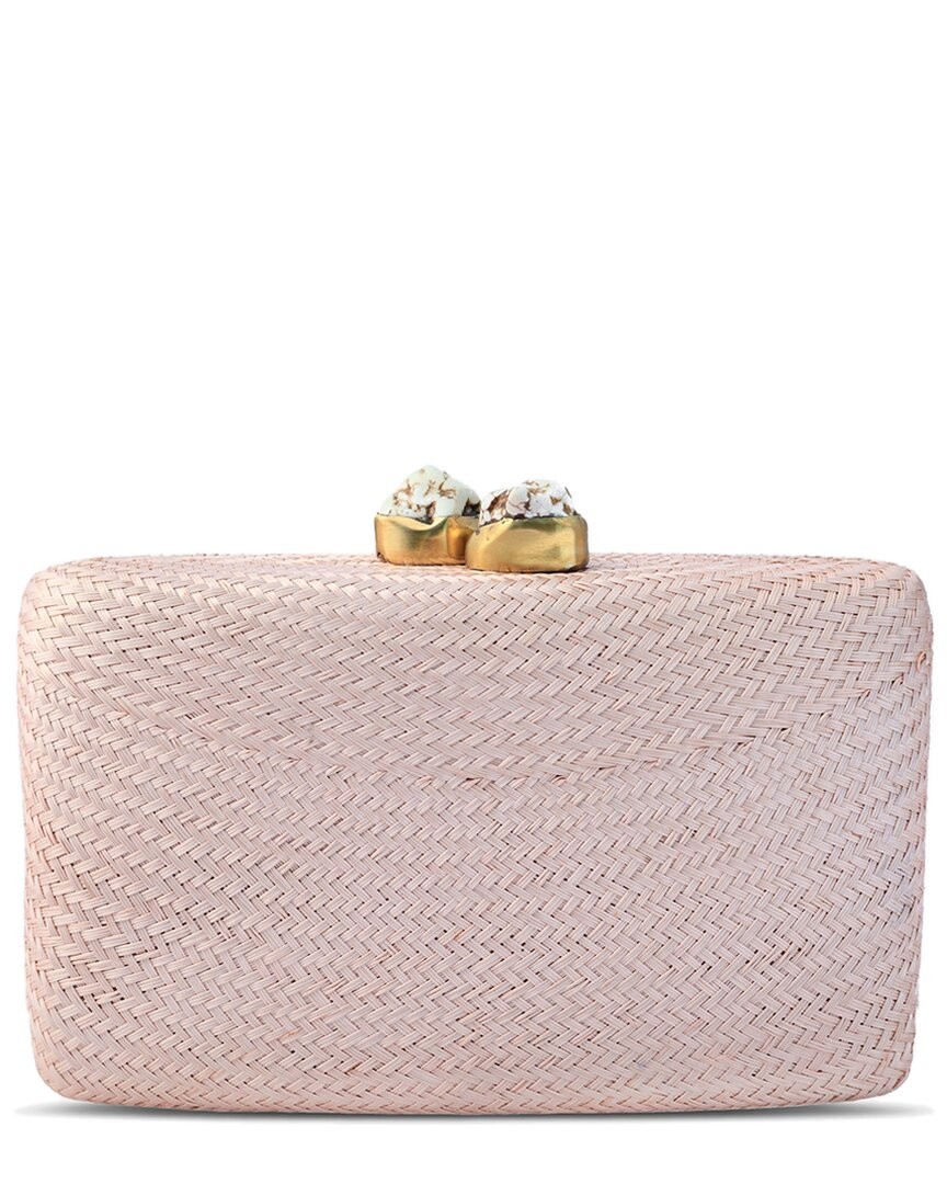 Женский соломенный клатч Kayu Jen розового цвета