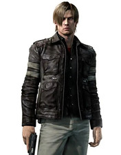 Resident Evil 6 RE6 Requiem Black Leather Jacket Cosplay Costume Leon Kennedy