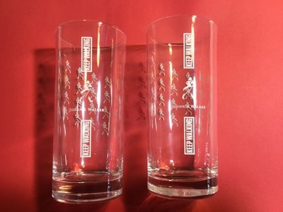 Johnnie Walker Keep Walking Highball Glasses White Logo Set of 2 New 12oz.