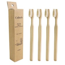 Colincie Bamboo Toothbrushes, 1 Count Pack of 4 , Boar Toothbrush