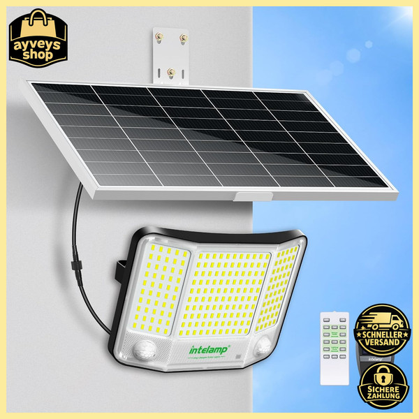 Solarlampe AußEn 4000LM Mit Bewegungsmelder Und Fernbedienung Gartenlicht-image