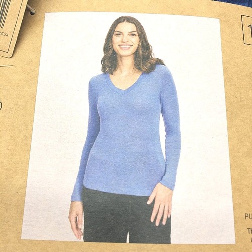 NEW Serra Light Blue Soft Merino Wool Long Sleeve V-Neck Top Ladies Size 18 - Picture 3 of 4