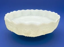 Anchor Hocking Fire King Milk Glass Grapevine Pattern Bowl 9.5" Scalloped Edge