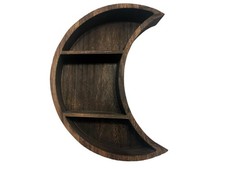 Estante de madera luna creciente para cristales aceites esenciales baratijas etc. "Marrón 16"""