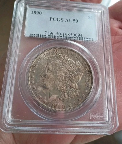 1890 Morgan Dollar AU50 PCGS 90% Silver