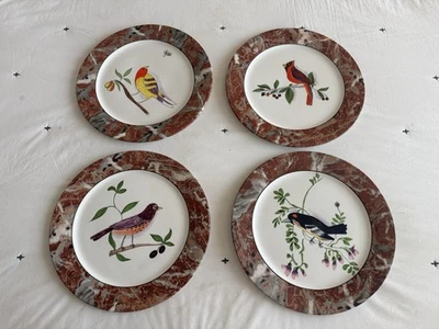 Juego de 4 platos de cena Wild Birds de gres italiano pintados a mano Thaxton & Co - Imagen 1 de 4