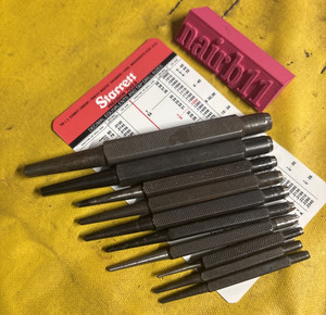 Starrett Punches w/ Decimal Equivalents Card Square Body USA Lot 2 x10 Nail Sets