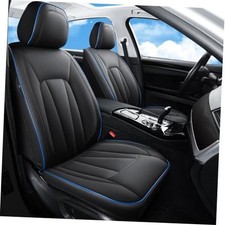Full Set of Waterproof Leather Car Seat Covers - Blue Black - Car Seat Covers