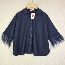 Caryn Lawn Abby Swing Feather Top NWT Midnight Navy Blue Size S/M $164