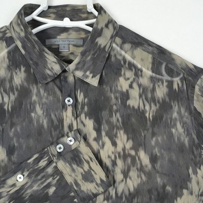John Varvatos Shirt Mens Small Sheer Abstract Floral Lightweight Modal