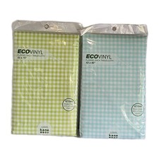 Pair Vintage ECO Vinyl Flannel Back Tablecloths 52x70  52x90 New Ecoliving Kane