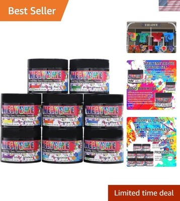 Cold Water Dye Powder, 8-Color Assortment, 7/2-oz. Bulk Jars, for Tie-Dye, Ba...