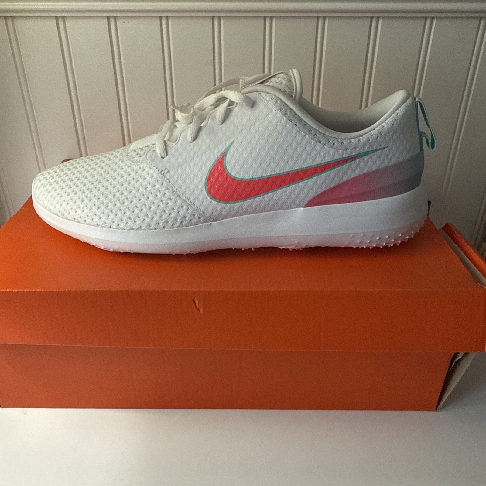 Nike Air Roshe G Golf South Beach Shoes CD6065 White Punch Aura Green Sz  11.5