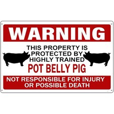 Funny Pig Warning Tin Metal Signs Home D cor Heavy-Duty Farmhouse Decor with "Pr