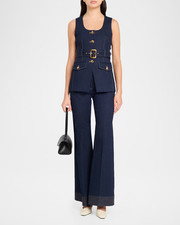 Veronica Beard Lancelor High-Rise Wide-Leg Jeans  498 size 2