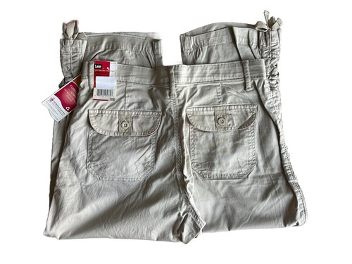 Pantalones capri Lee caqui cómodos elásticos cintura talla 6 medianos nuevos - Imagen 2 de 2