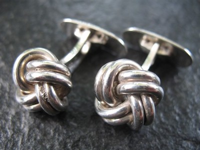 Manschettenknöpfe Silber 835 Knoten Form klassisch und sehr schön von ca. 1940