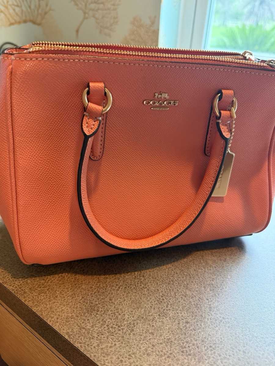 Coach Surrey Pink Mini Carryall Satchel Purse with gold-tone hardware View 2