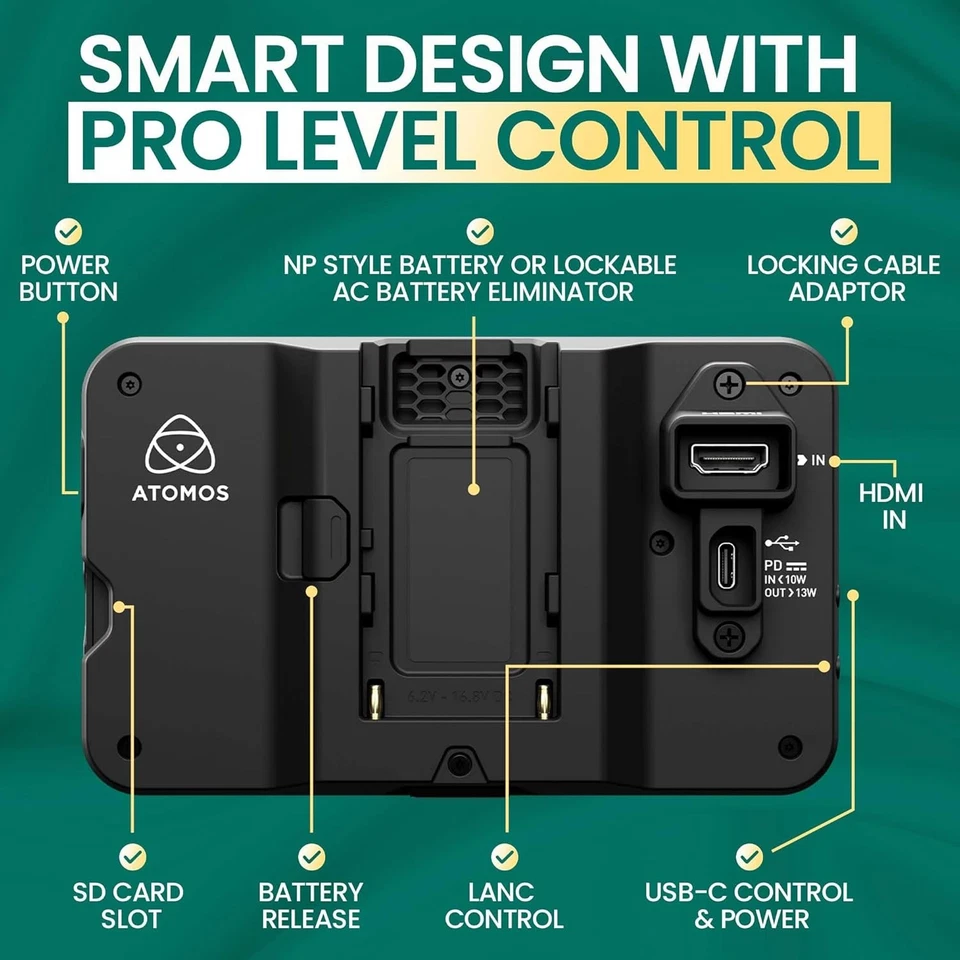 Atomos Shinobi II Lightweight HDMI 4K Camera Monitor w/ HDR Touchscreen - Black - Image 4 of 4