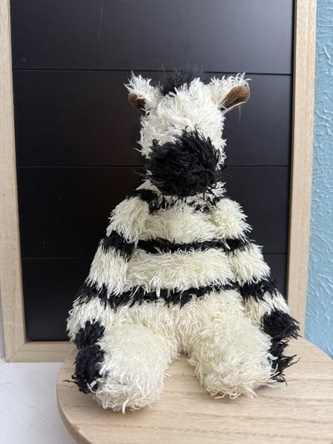 Jellycat London Junglie Bunglie Zebra Plush White Black Shaggy Stuffie Plush
