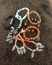 Bohemian Style Charm Bracelets Boho Beaded Multicolored Stretch Costume X 9