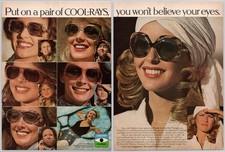 Cool-Ray Sunglasses Polarized Gradient Mirrored Tortoise 1976 Vintage Print Ad